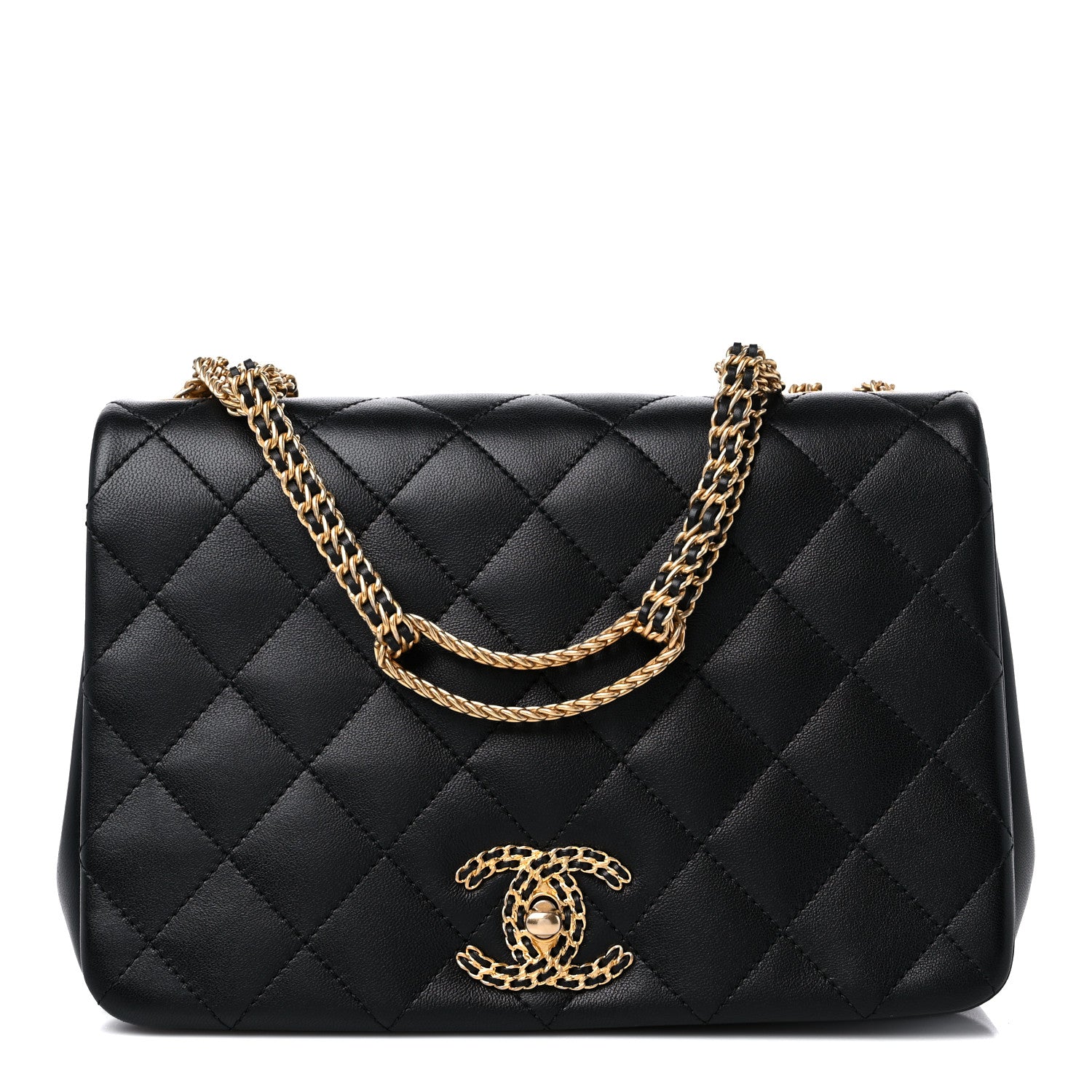 Chanel Lambskin Quilted Chain To Chain Flap Black 1 of 10
