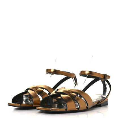 Saint Laurent Calfskin Tribute 05 Ankle Strap Sandals 38 Dark Gold 3 of 9