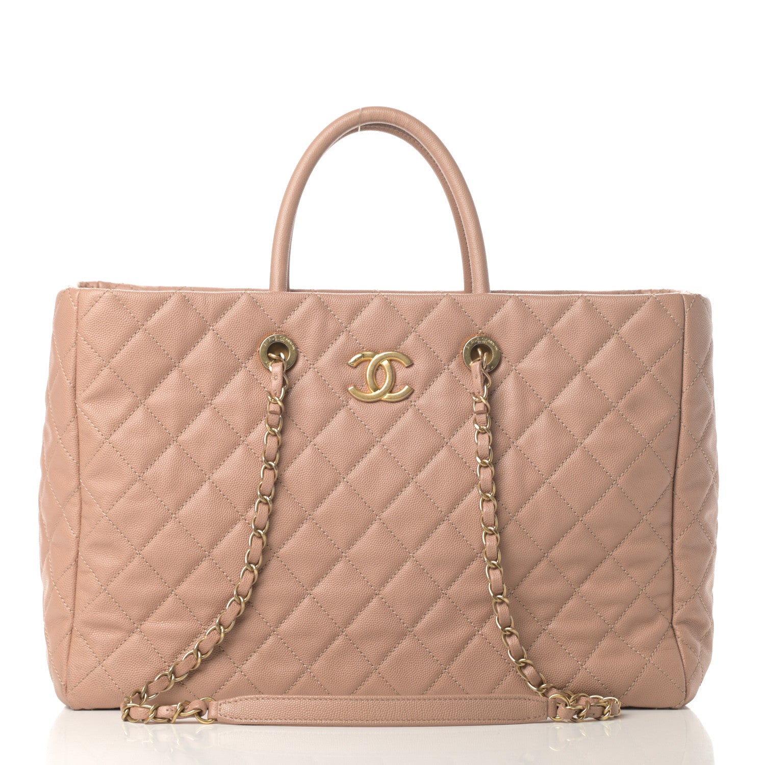Chanel Caviar Quilted Large Coco Handle Shopping Tote Beige 1 of 13