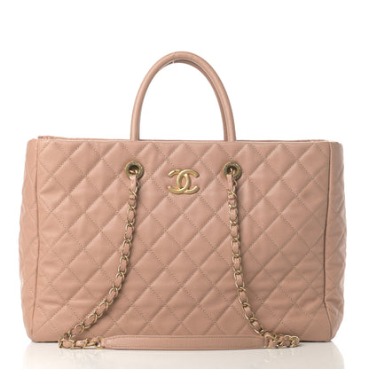 Chanel Caviar Quilted Large Coco Handle Shopping Tote Beige 1 of 13