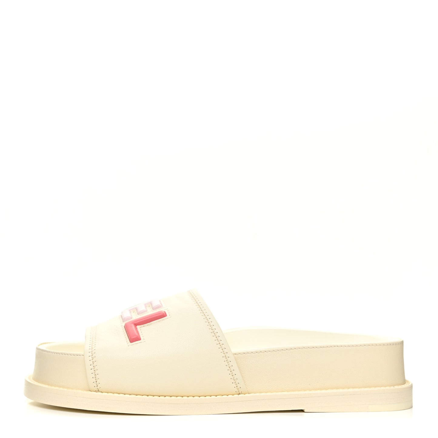 Lambskin Cha-Nel Mule Sandals 37 Ivory Multicolor