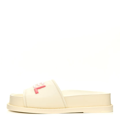 Chanel Lambskin Cha-Nel Mule Sandals 37 Ivory Multicolor 1 of 9