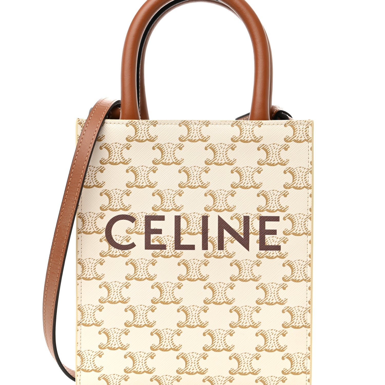 Celine Triomphe Canvas Calfskin Mini Vertical Cabas White 6 of 8