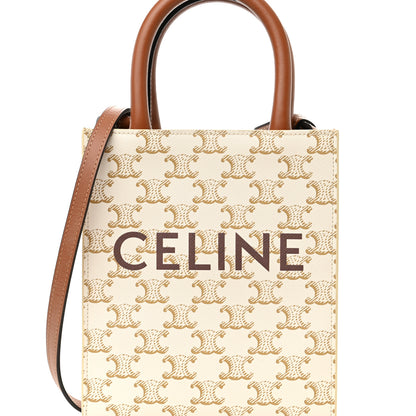 Celine Triomphe Canvas Calfskin Mini Vertical Cabas White 6 of 8