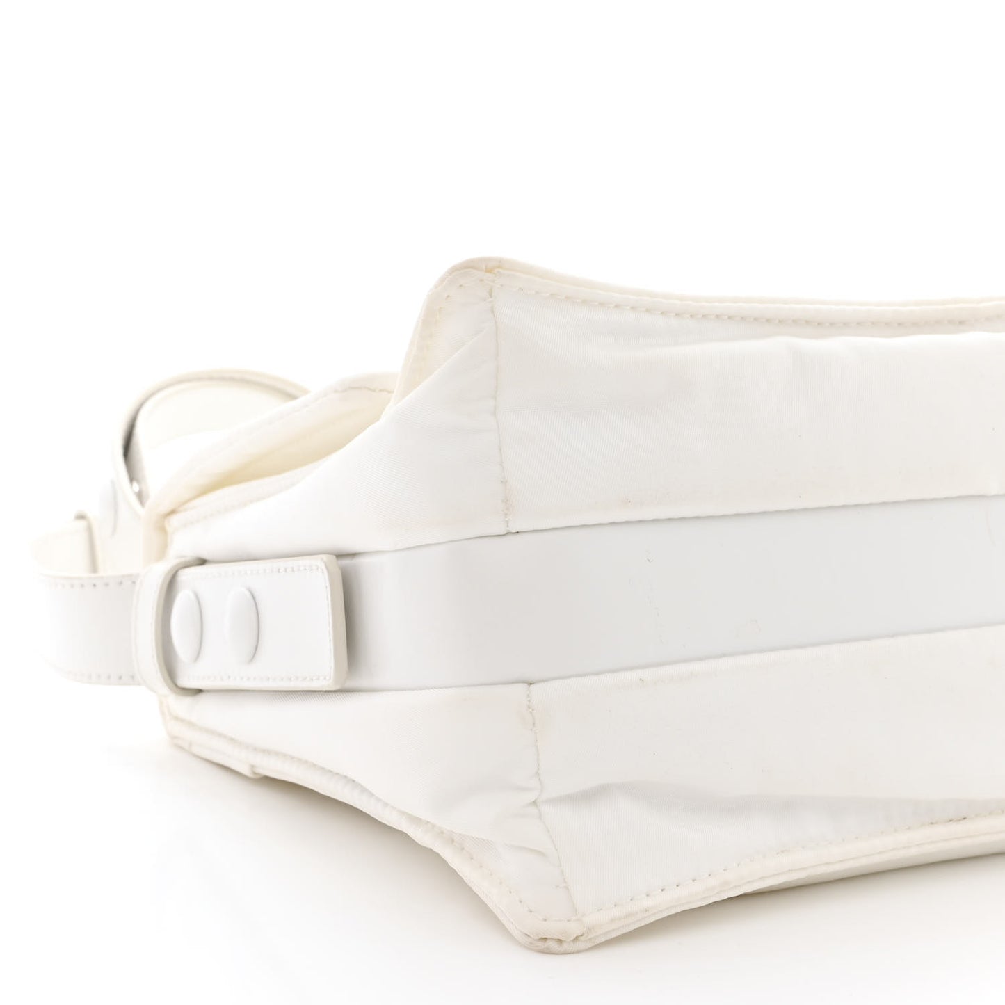Re-Nylon Vitello Padded Small Flap Shoulder Bag White