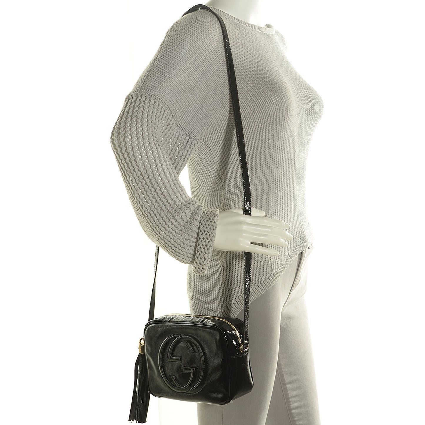 Soft Patent Small Soho Disco Bag Black