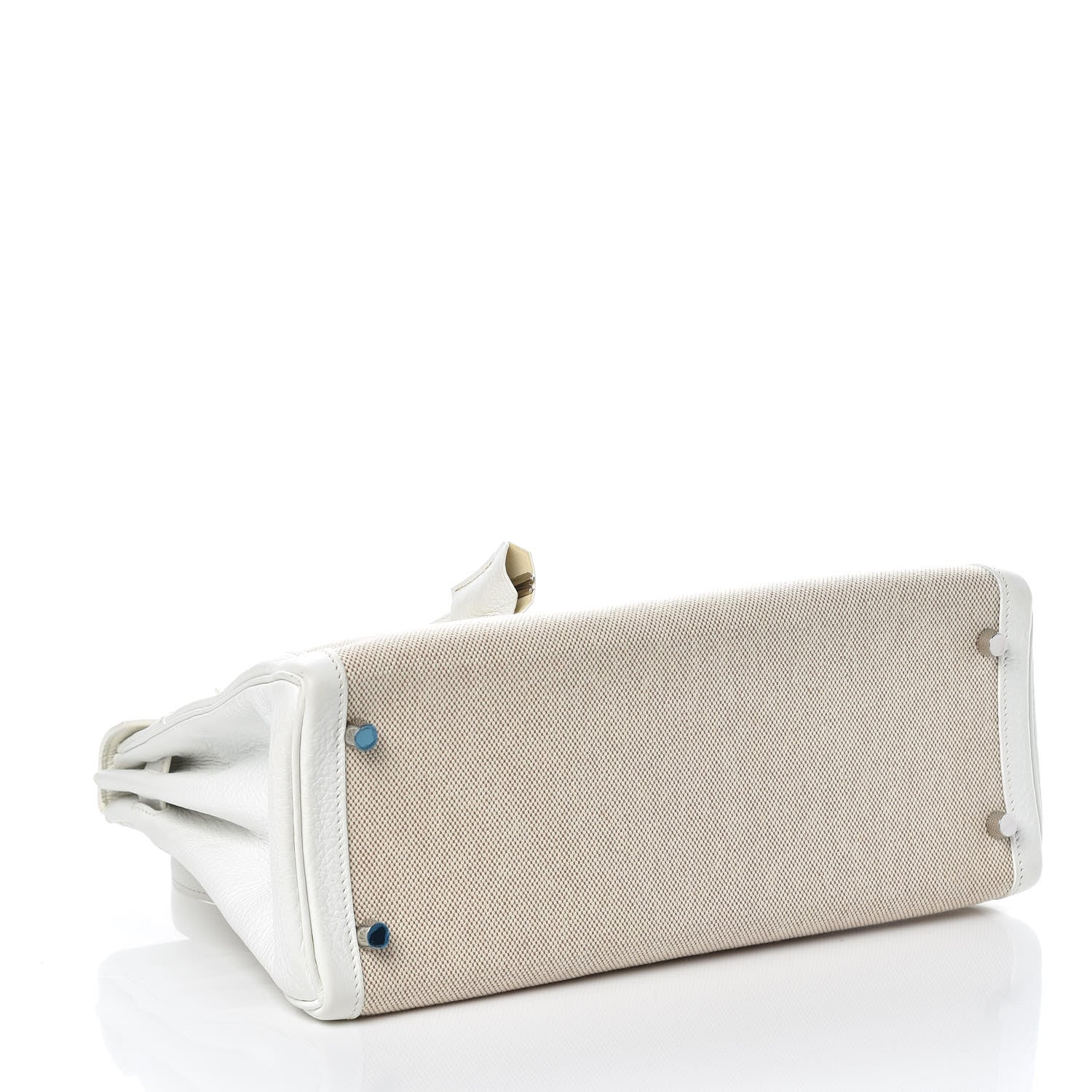Hermes Taurillon Clemence Toile Kelly Retourne 32 White 6 of 40