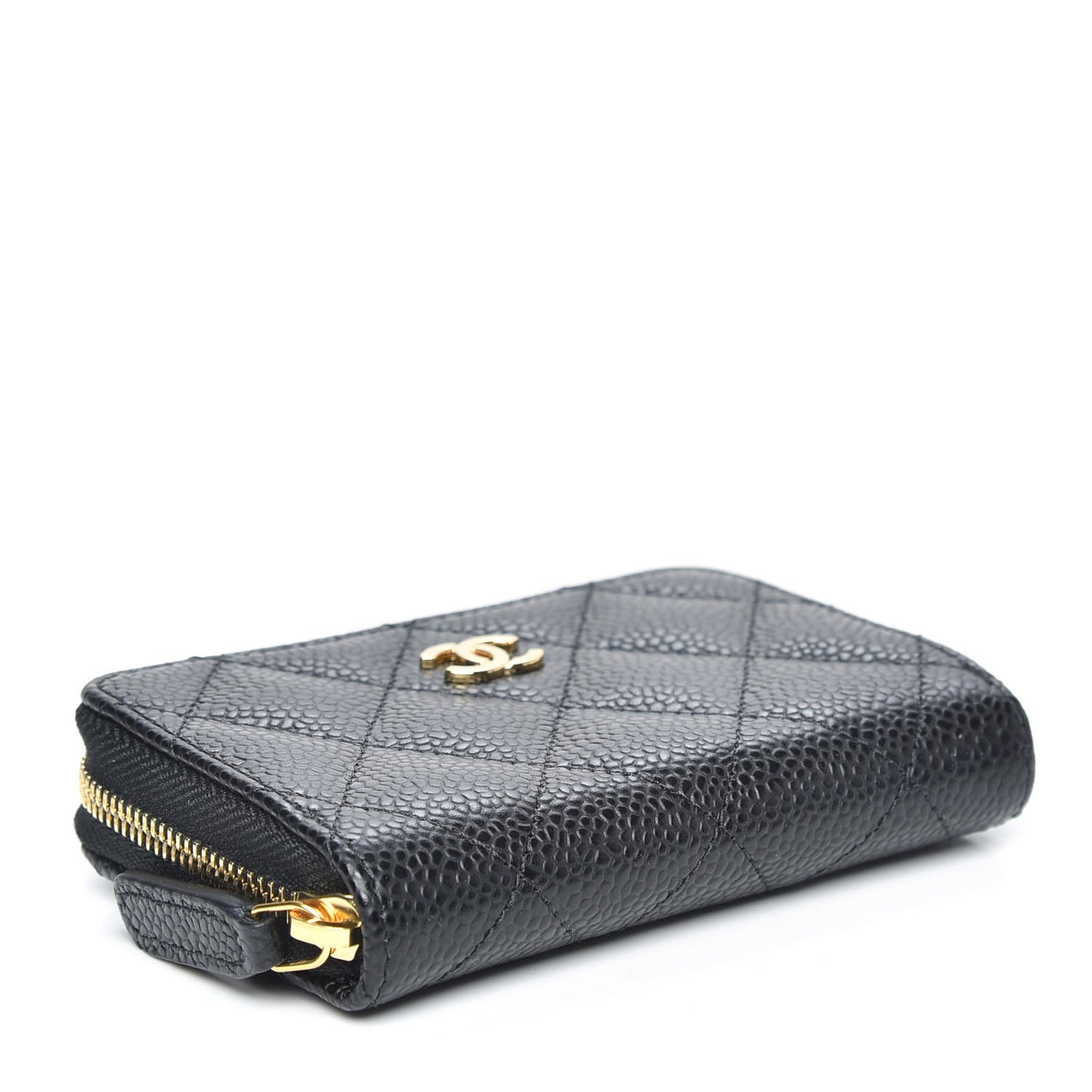 Caviar Quilted Zip Coin Purse Black