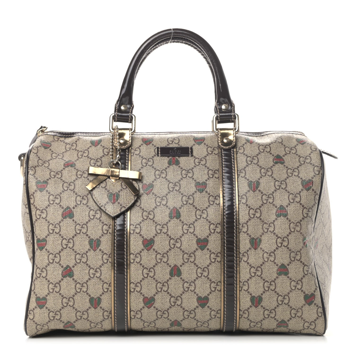 Gucci GG Plus Monogram Hearts Medium Joy Boston Dark Brown 1 of 8