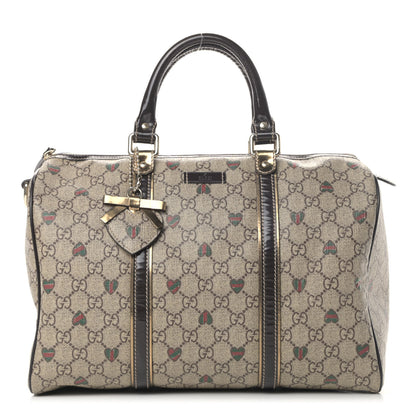 Gucci GG Plus Monogram Hearts Medium Joy Boston Dark Brown 1 of 8