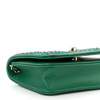 Chanel Lambskin Crystal Diamante Clutch With Chain Green 10 of 11