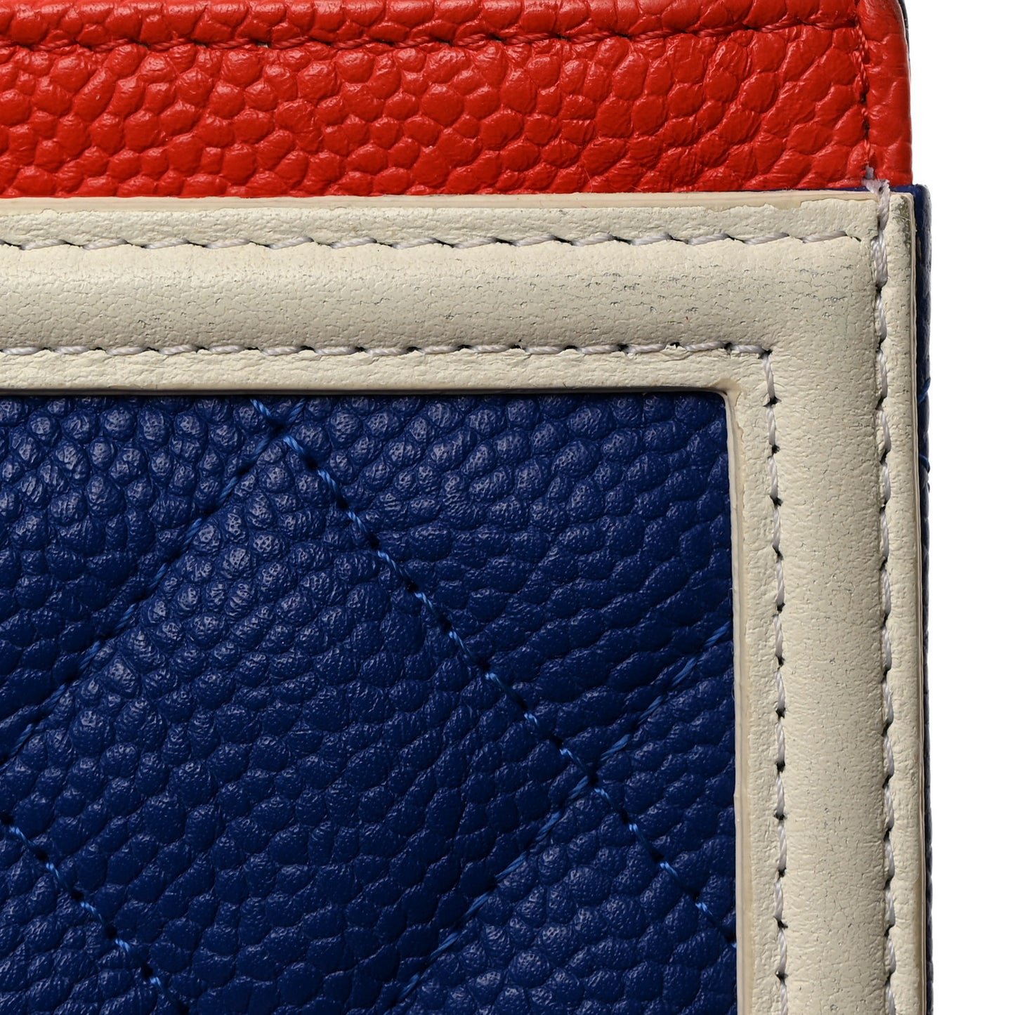 Caviar Quilted Filigree Zip Pouch Blue White Red