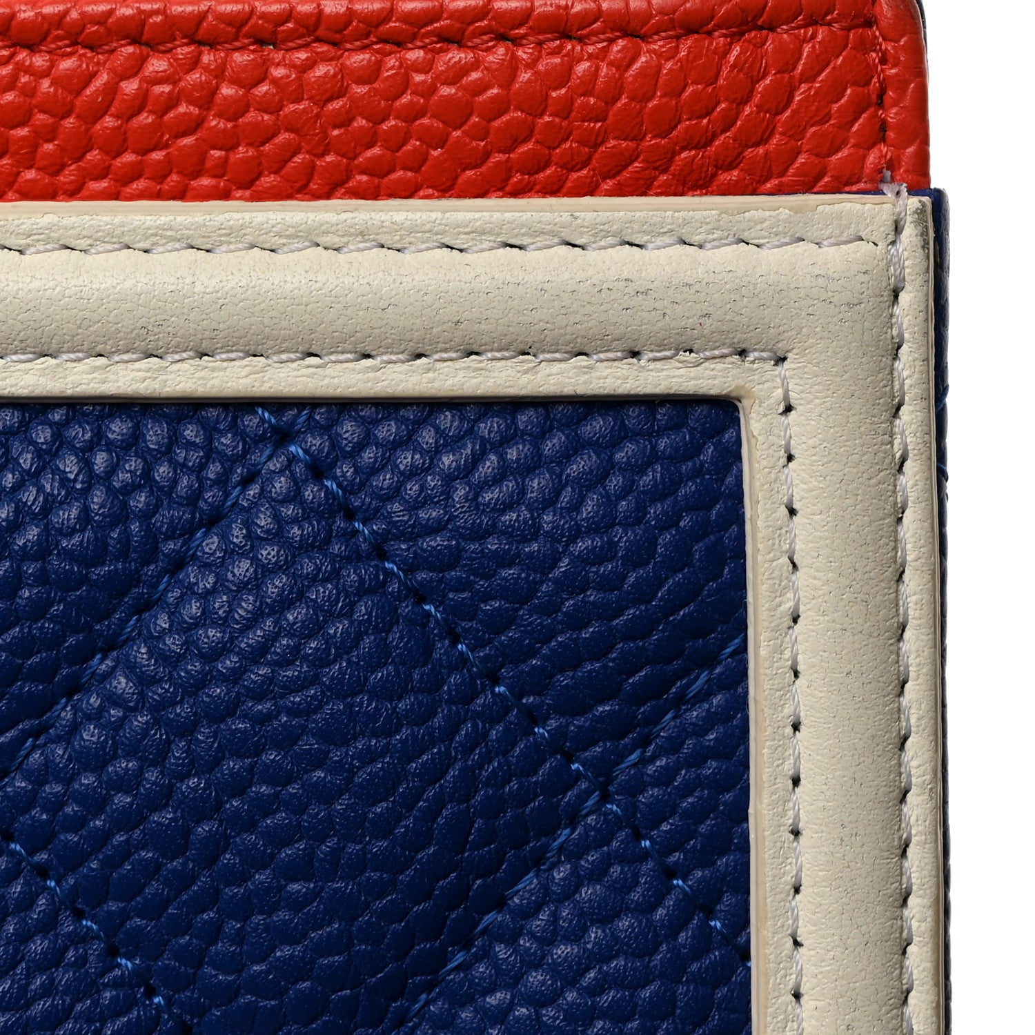 Chanel Caviar Quilted Filigree Zip Pouch Blue White Red 9 of 9