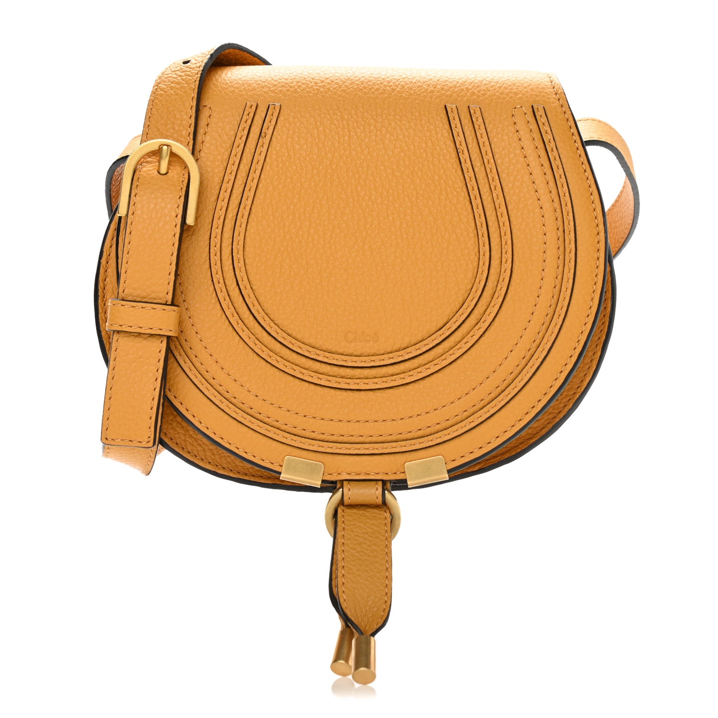 Calfskin Mini Marcie Round Crossbody Sunflower