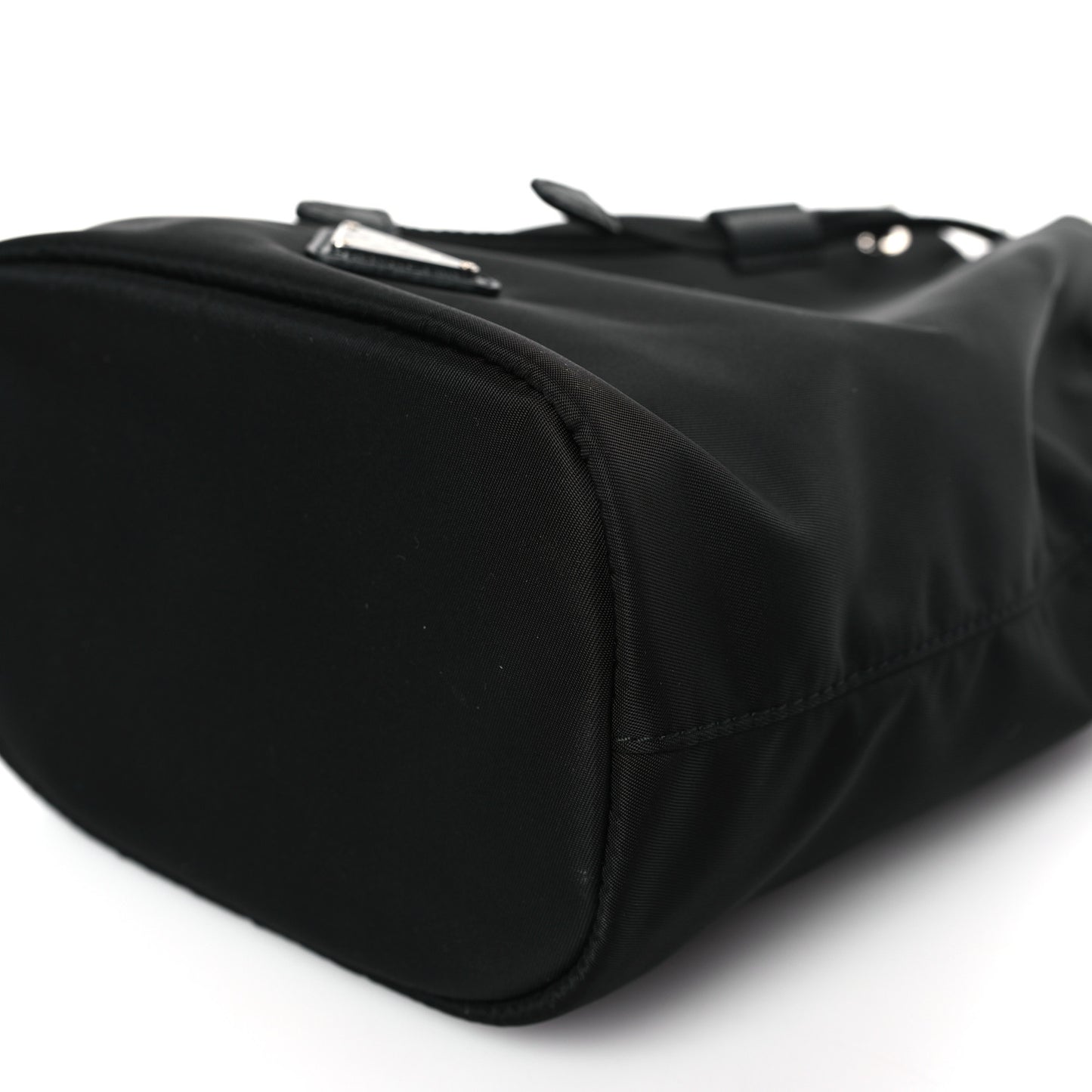Saffiano Tessuto Nylon Vela Bucket Wristlet Black