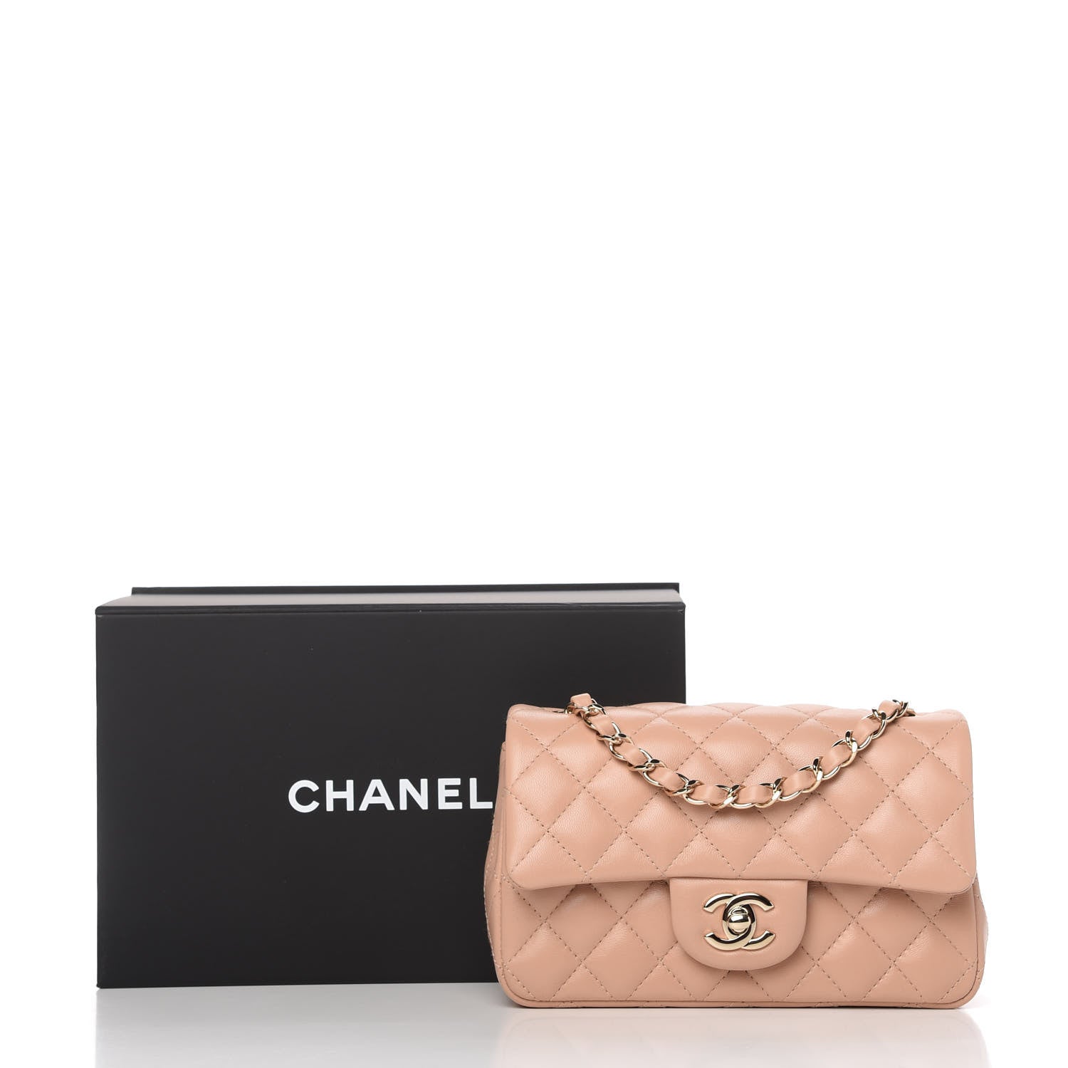 Chanel Lambskin Quilted Mini Rectangular Flap Beige 10 of 10