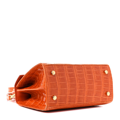 Salvatore Ferragamo Crocodile Gancini 2-Way Top Handle Bag Orange 4 of 17