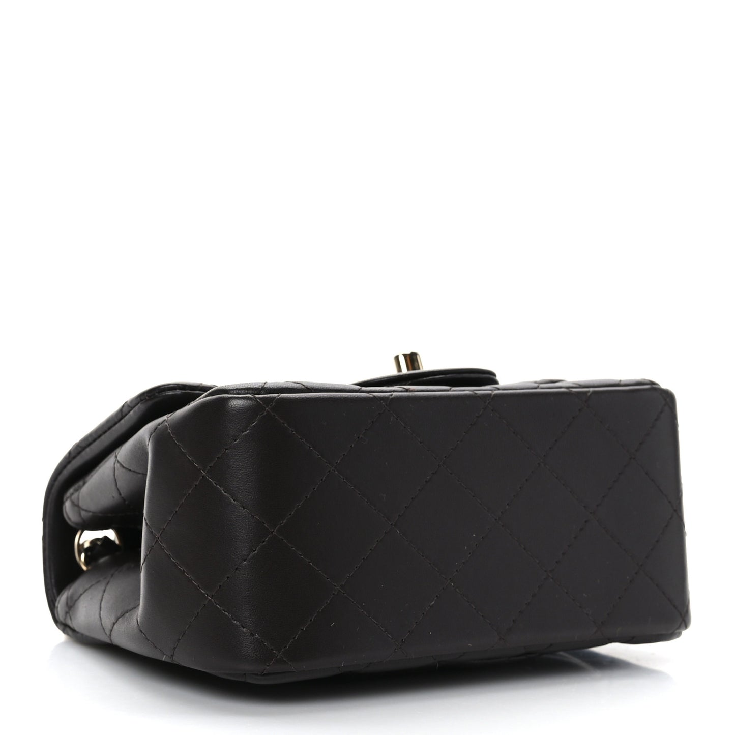 Lambskin Quilted Mini Square Flap Dark Brown