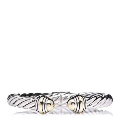 David Yurman Sterling Silver 14K Yellow Gold 8.5mm Cable Classics Bracelet 1 of 5