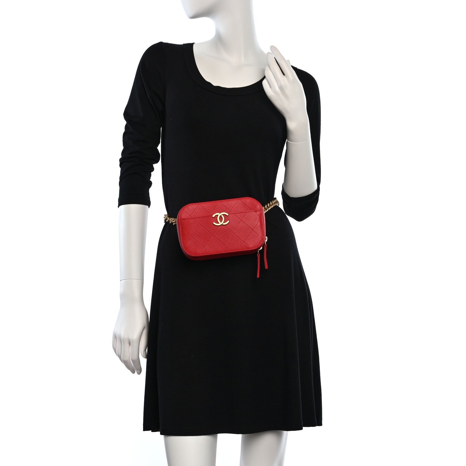 Chanel Caviar Quilted Waist Bag Red 2 of 11