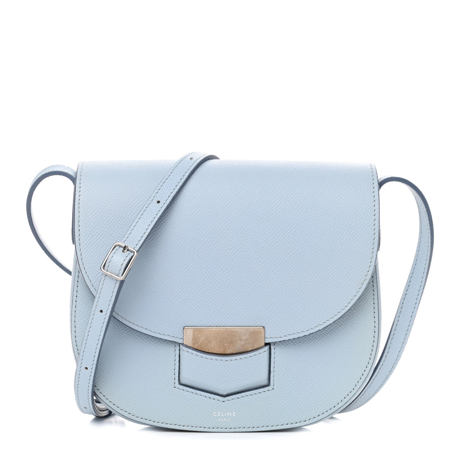 Celine Grained Calfskin Small Trotteur Pale Blue 1 of 4