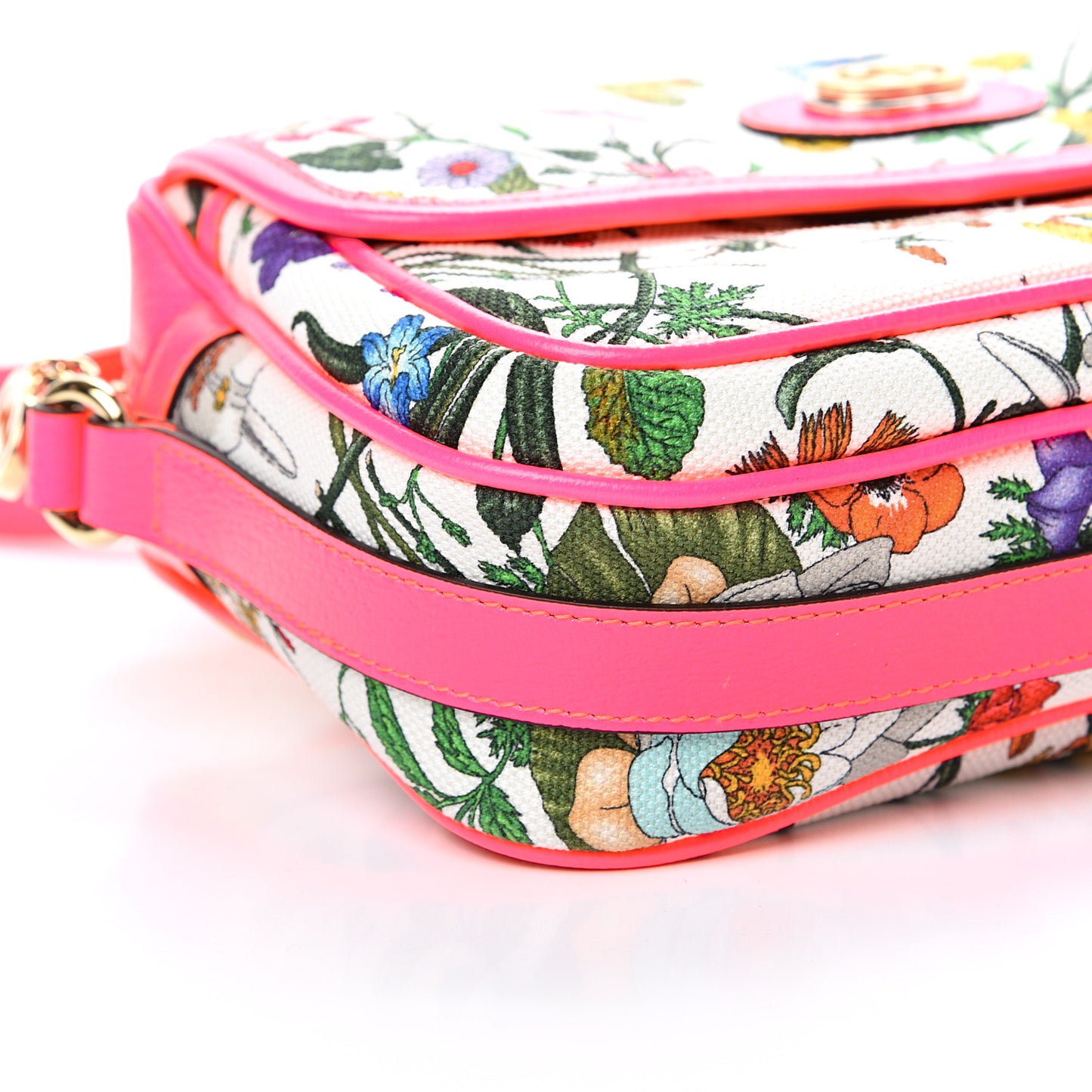 Canvas Flora Floral Shoulder Bag White Fuchsia Fluo