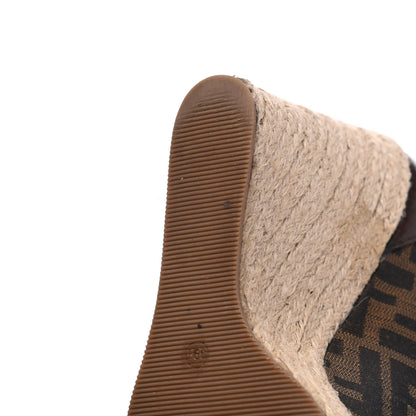 Fendi Zucca Raffia Zeppa Wedge Sandals 39.5 Tobacco 18 of 21