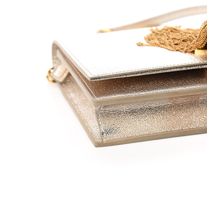 Saint Laurent Metallic Calfskin Classic Monogram Kate Tassel Chain Wallet Platine 8 of 12