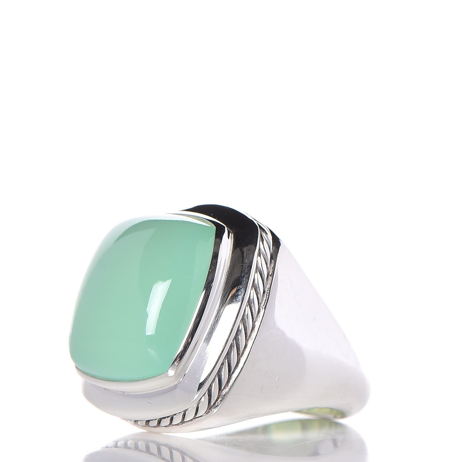 David Yurman Sterling Silver Aqua Chalcedony 17mm Albion Statement Ring 54 7 3 of 5