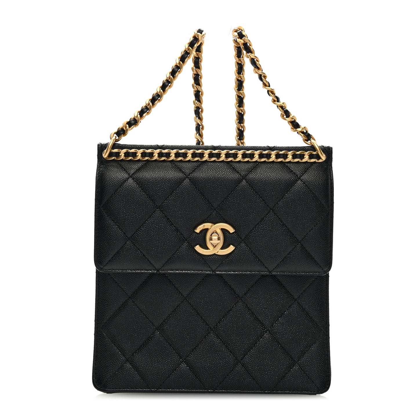 Caviar Quilted Chain Backpack Black