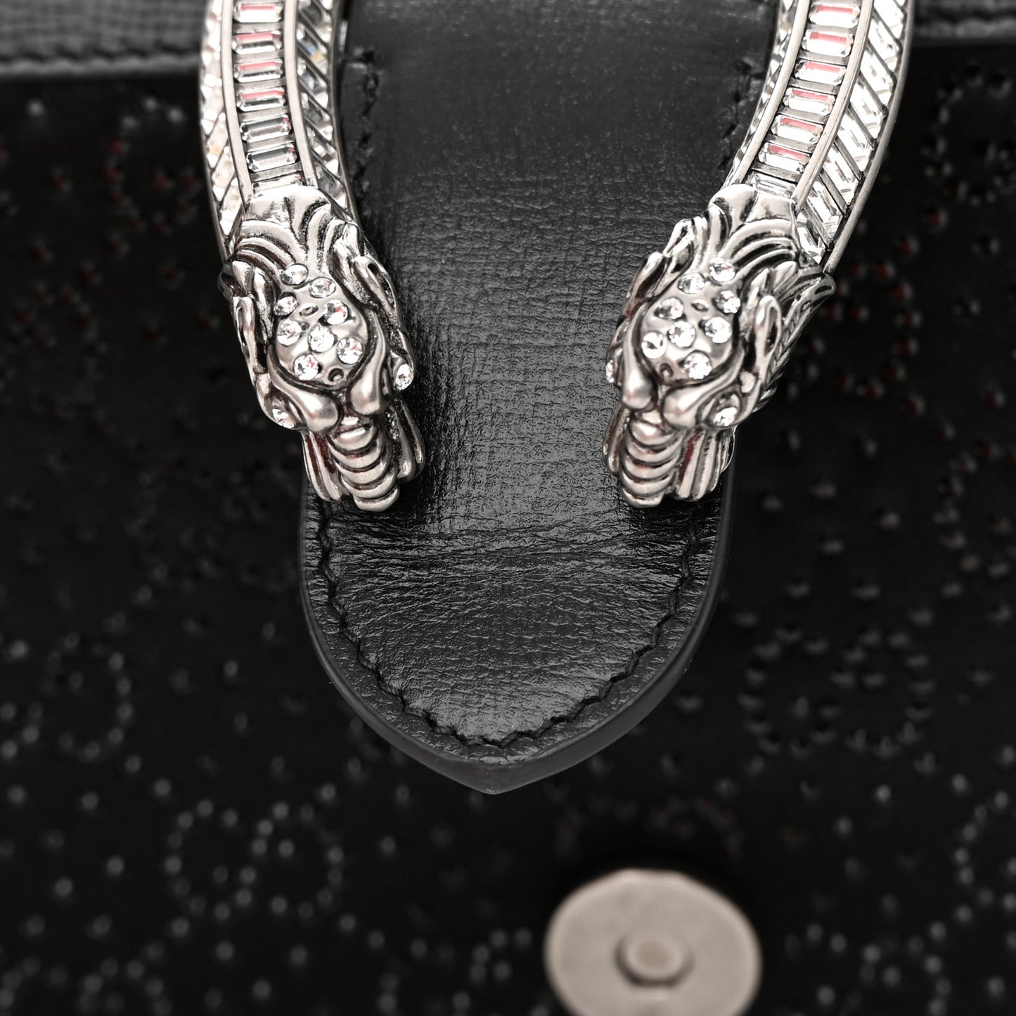 Satin Crystal Small Dionysus Shoulder Bag Black