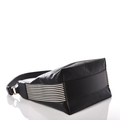 Chanel Calfskin Stitched Large Button Up Hobo Black 3 of 9