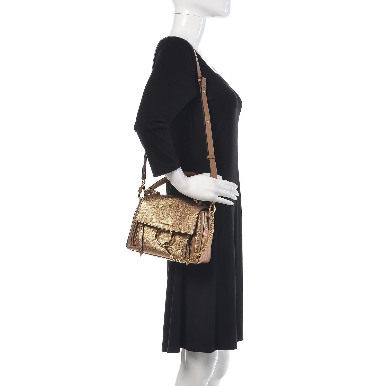 Chloe Metallic Calfskin Mini Faye Day Shoulder Bag Gold 2 of 9
