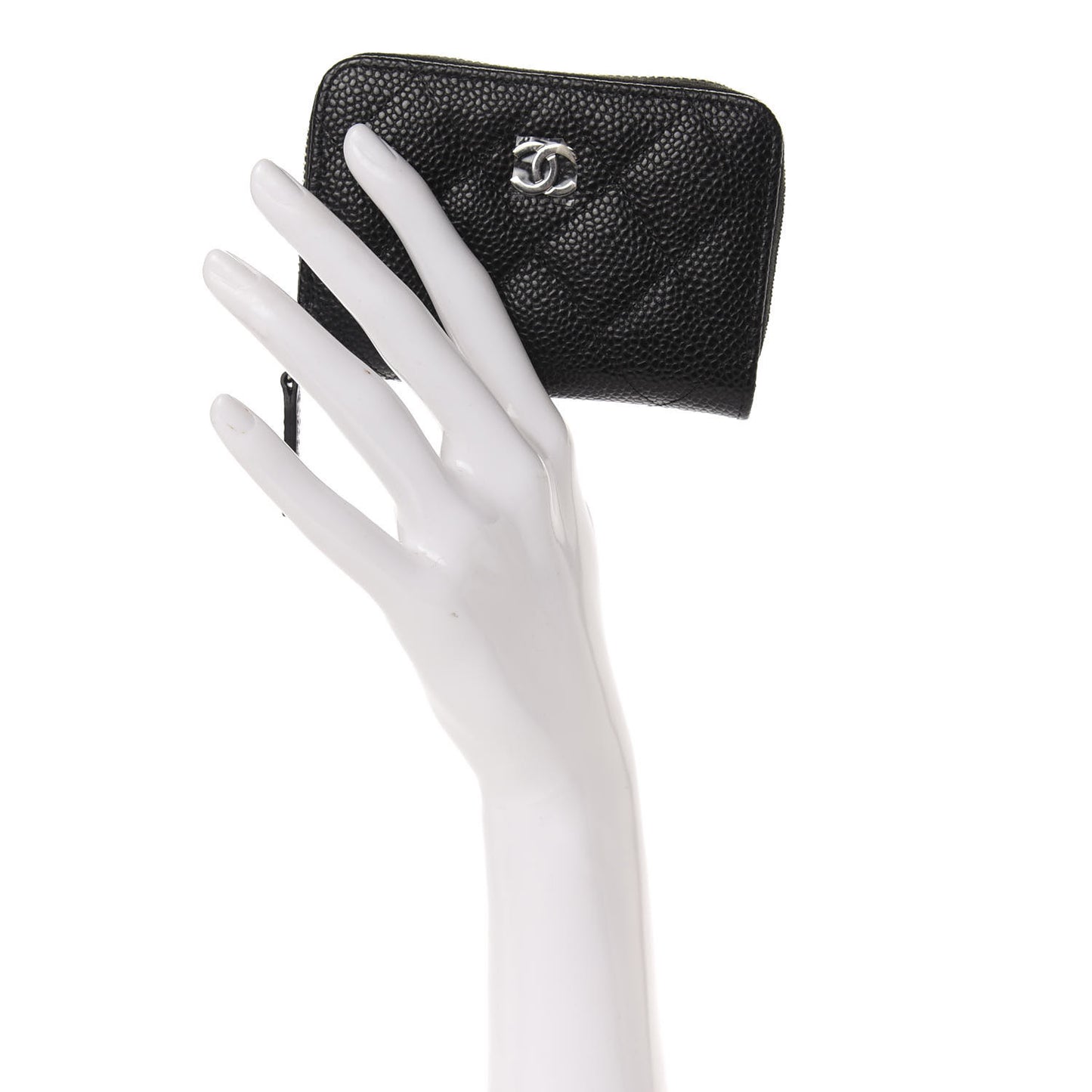 Caviar Quilted Zip Coin Purse Black