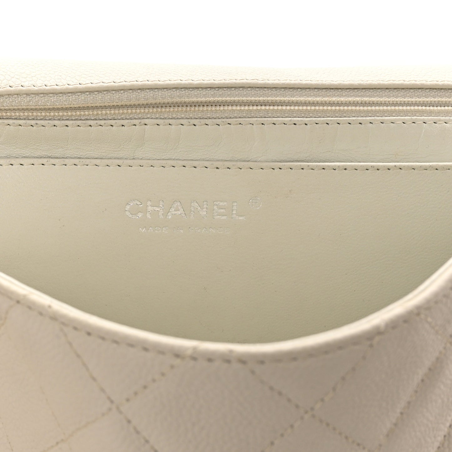 Caviar Quilted Jumbo Single Flap Bijoux Chain Ivory
