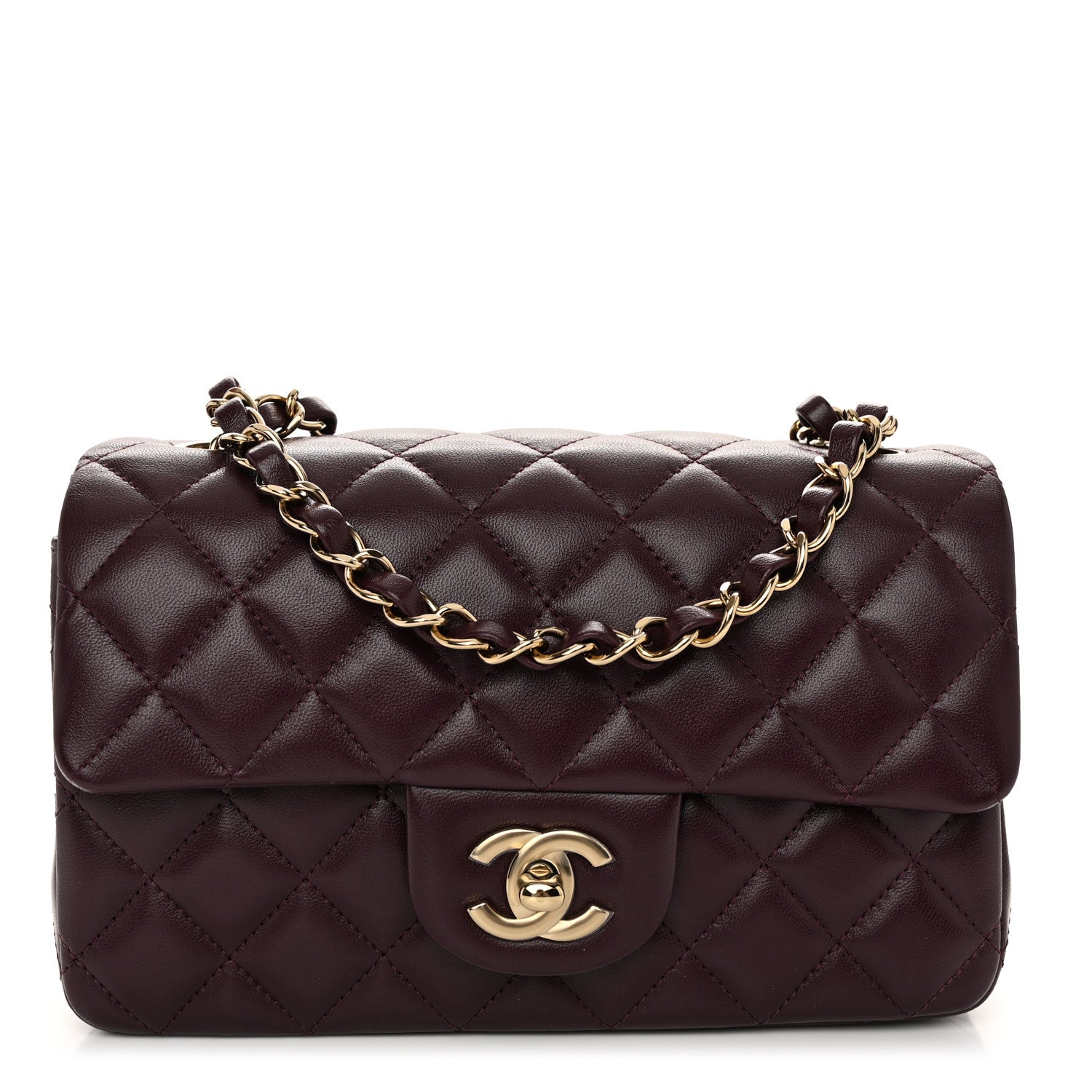 Chanel Lambskin Quilted Mini Rectangular Flap Burgundy 1 of 11