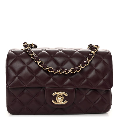 Chanel Lambskin Quilted Mini Rectangular Flap Burgundy 1 of 11