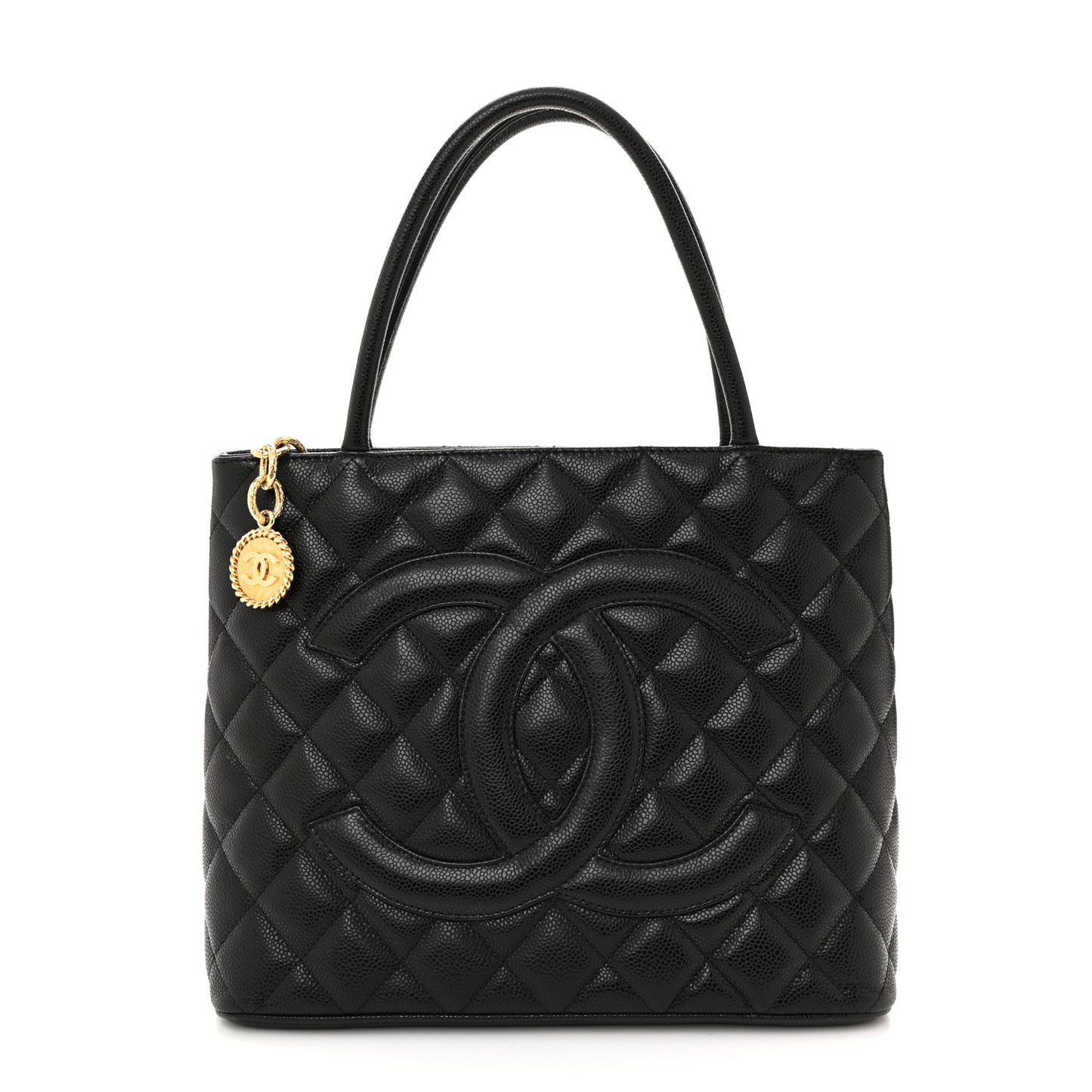 Caviar Quilted Medallion Tote Black