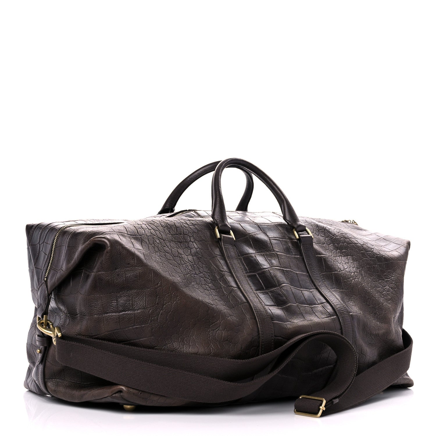 Mulberry Calfskin Crocodile Embossed Duffle Bag Brown 2 of 21