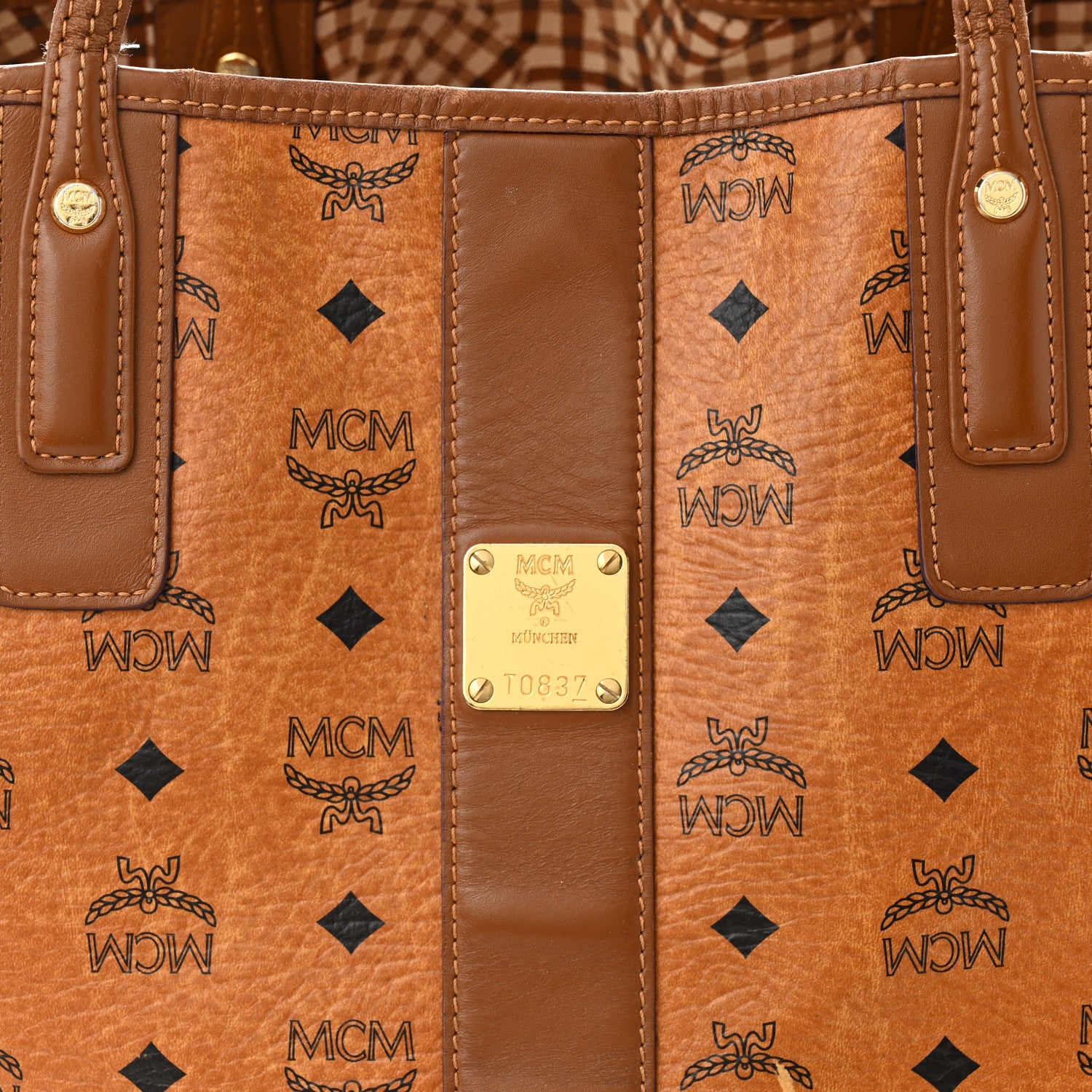 MCM Visetos Large Liz Reversible Shopper Tote Cognac 9 of 26