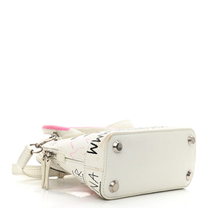 Balenciaga Grained Calfskin Graffiti Print XXS Ville Top Handle Bag White 4 of 12