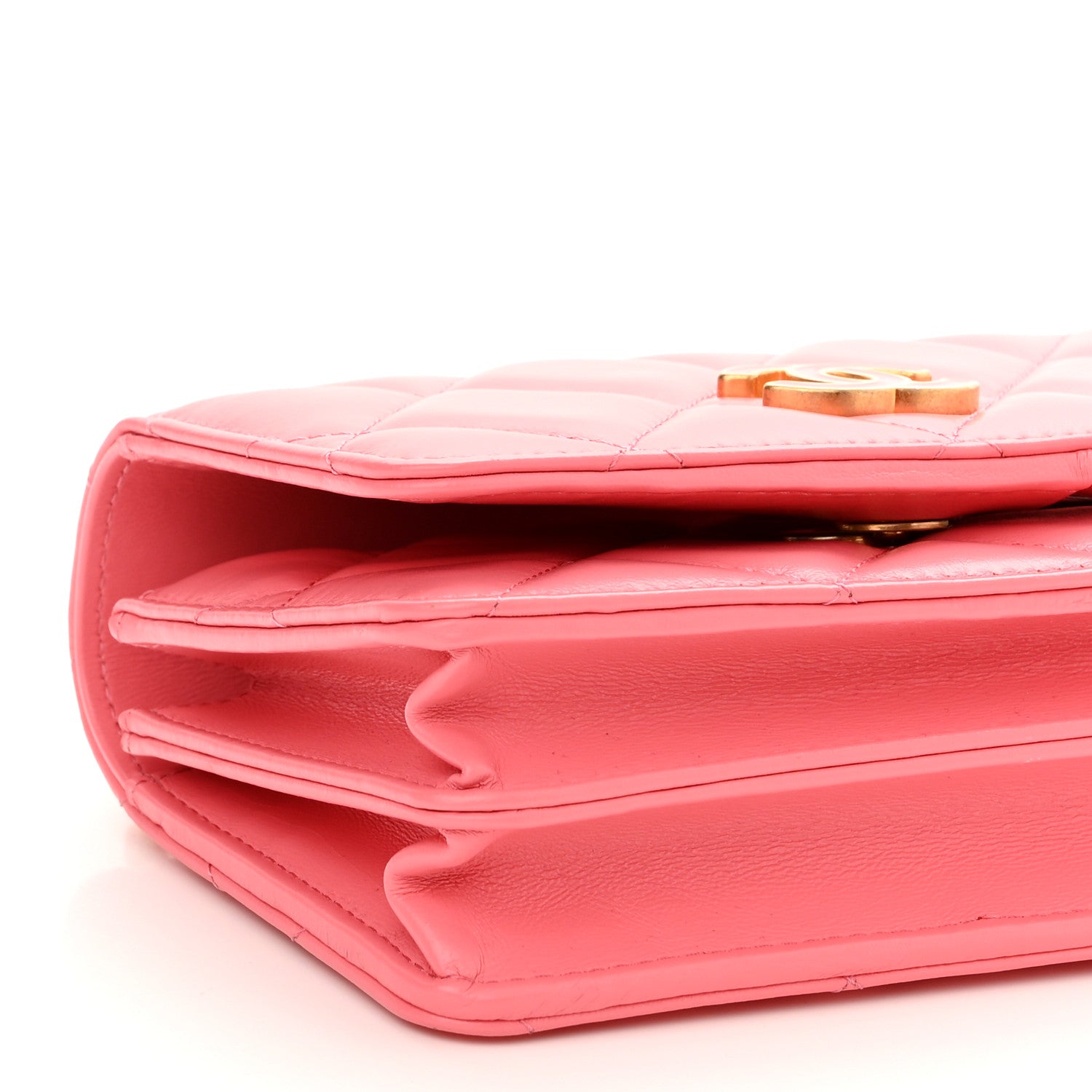 Chanel Lambskin Enamel Quilted Pending CC Clutch With Chain Pink 9 of 11