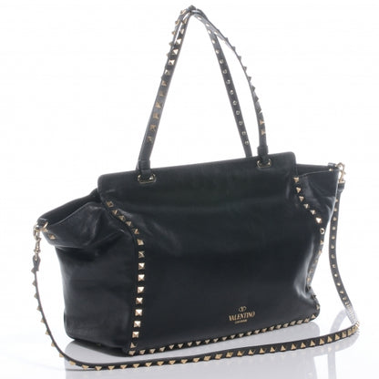 Valentino Garavani Vitello Medium Rockstud Tote Black 3 of 7