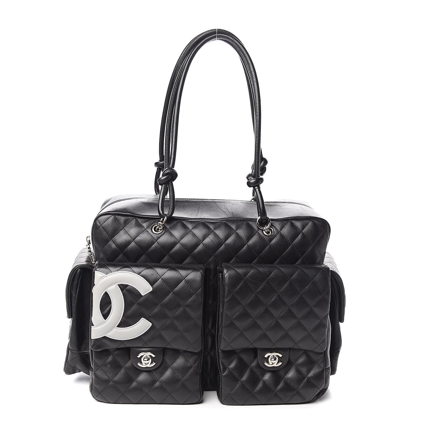 Chanel Calfskin Quilted XL Cambon Multipocket Reporter Black White 1 of 18