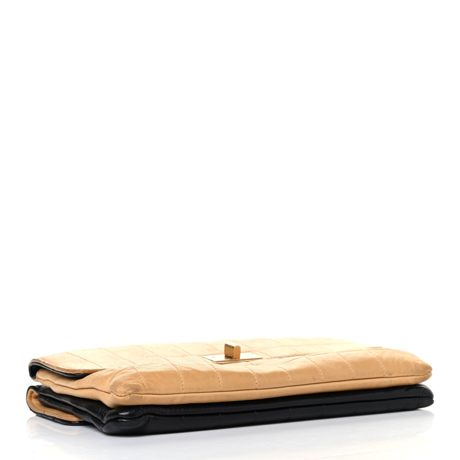 Chanel Lambskin Chocolate Bar Double Sided Shoulder Clutch Black Beige 3 of 4