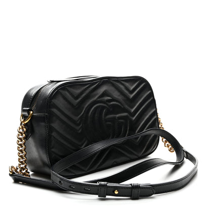 Gucci Calfskin Matelasse Animal Studs Small GG Marmont Chain Shoulder Bag Black 3 of 11