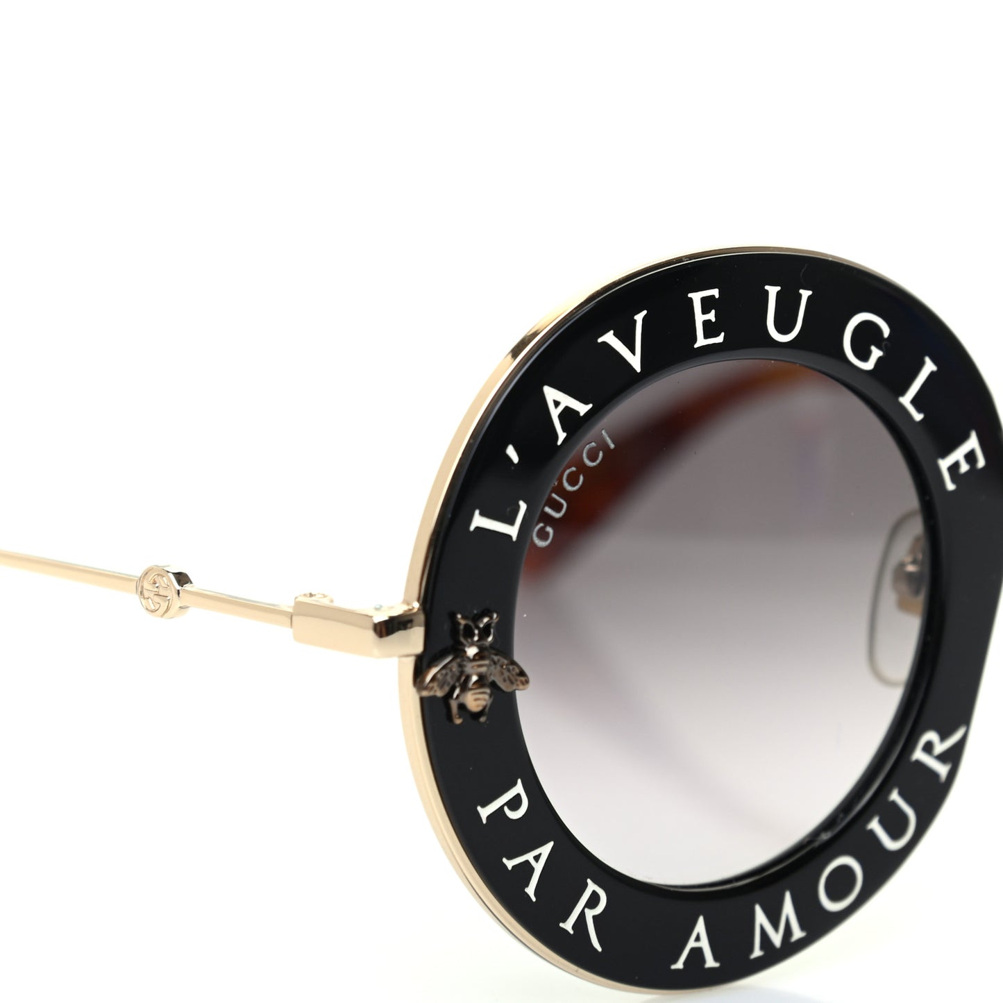 Metal L'Aveugle Par Amour Round Frame Sunglasses GG0113S Black