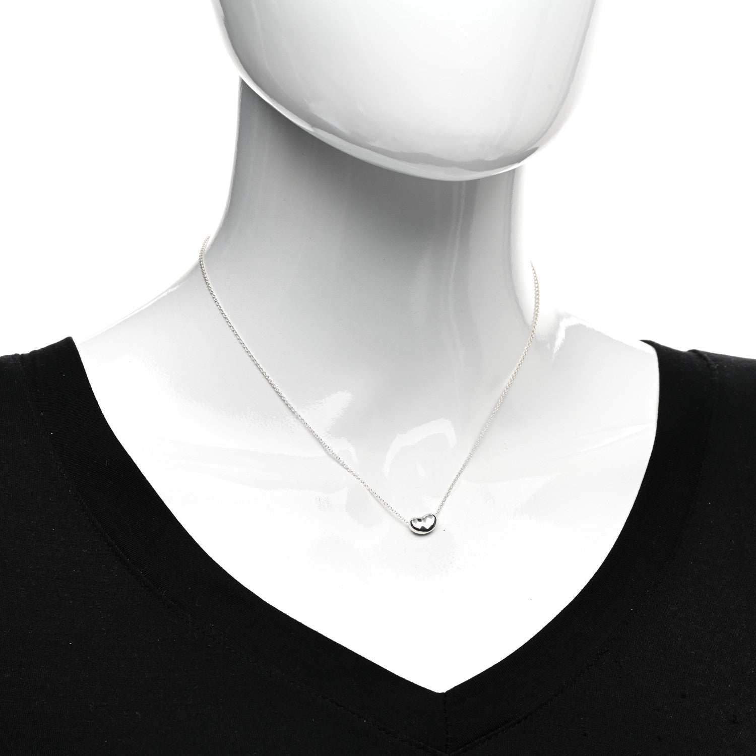 Tiffany Sterling Silver 9mm Elsa Peretti Bean Pendant Necklace 2 of 4