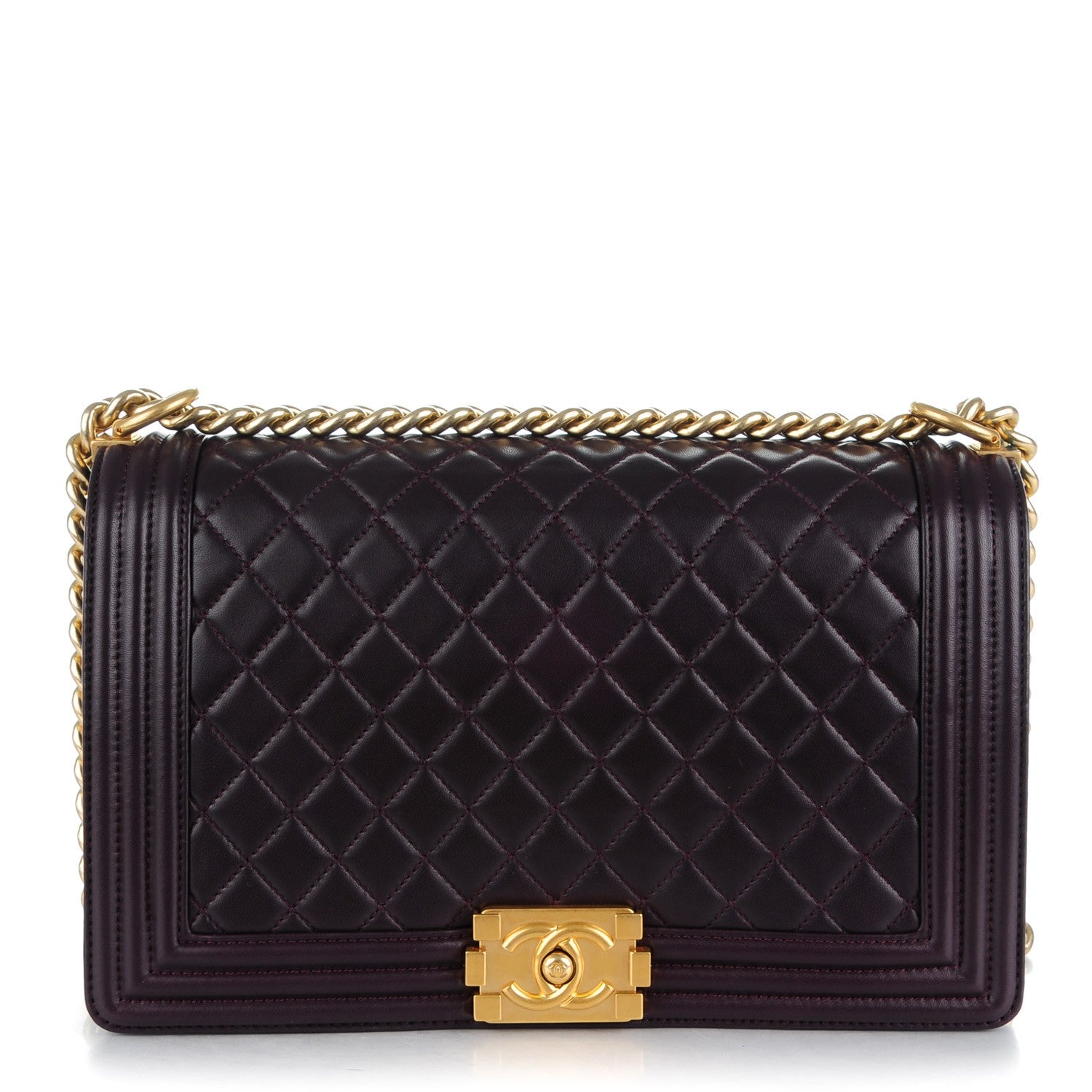 Chanel Lambskin Quilted New Medium Boy Flap Dark Purple 1 of 7