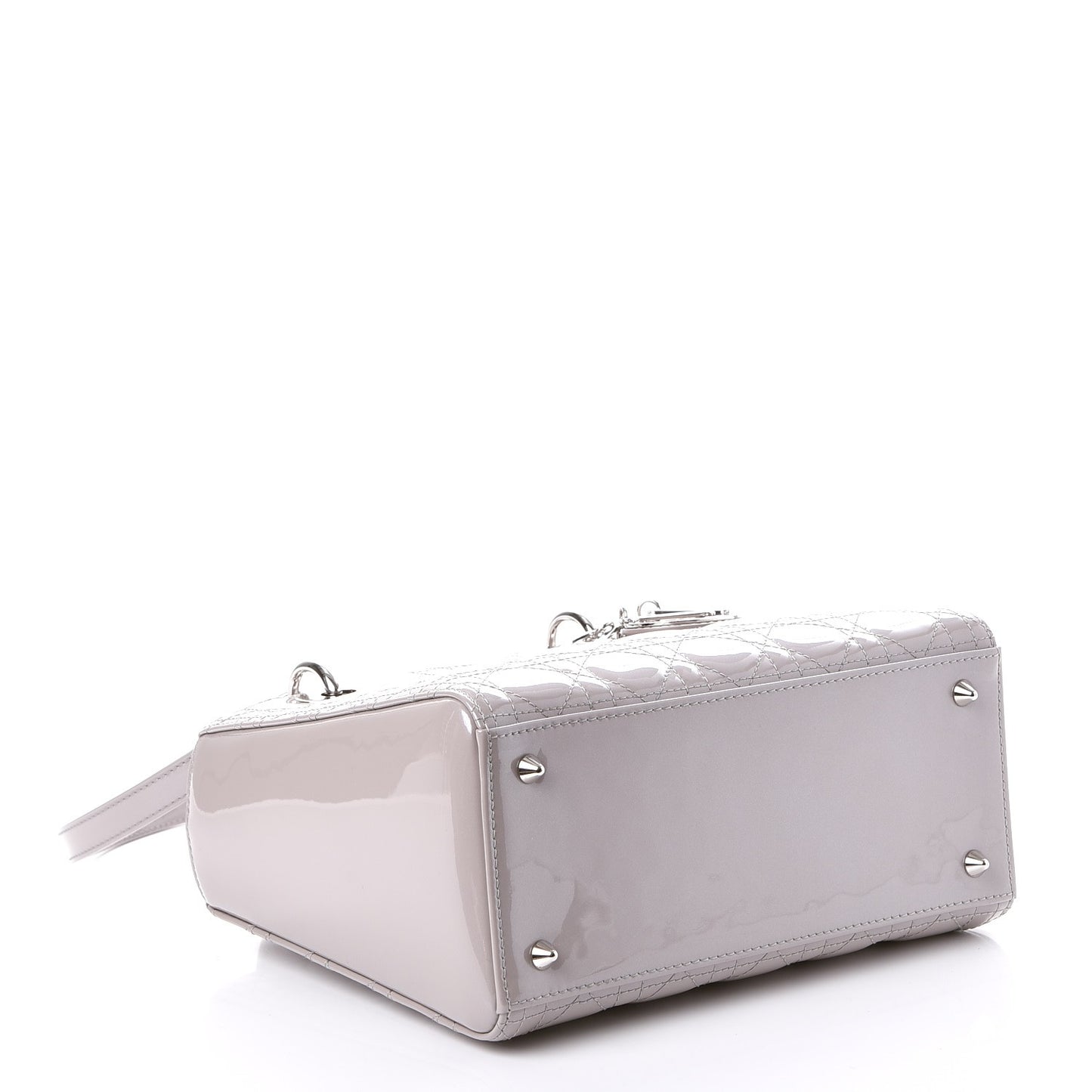 Pearlized Patent Cannage Medium Lady Dior Grey